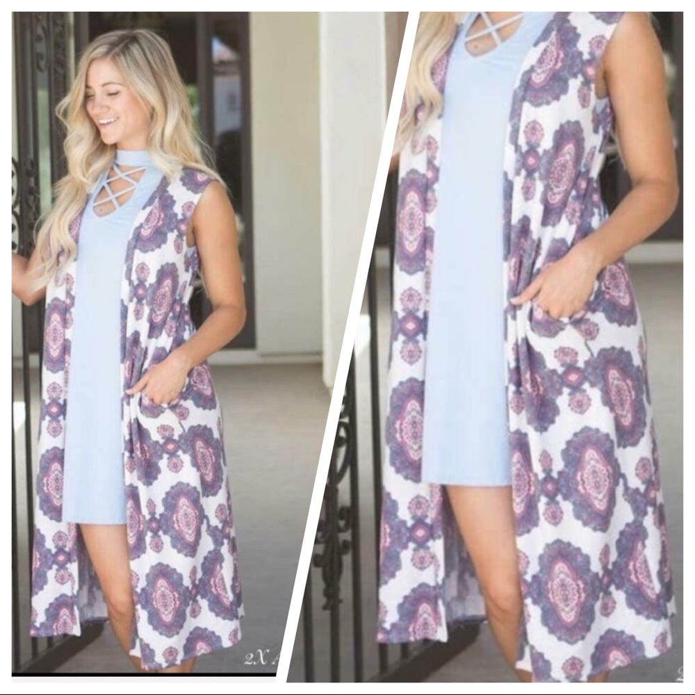 Soul Sunrise Stunning Pastel Blue Dress With Boho Chic Longline Vest Combo•2X